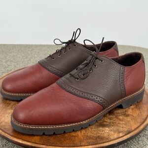 H.S. Trask Shoes Mens 11.5 M Brown Leather Two Tone Saddle Oxford Dress Casual